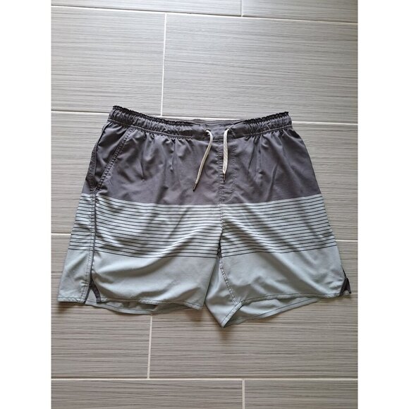 Vuori Trail Shorts Shale Neptune Stripe Mens Drawstring Pockets Gray Stripe XXL - Picture 2 of 12
